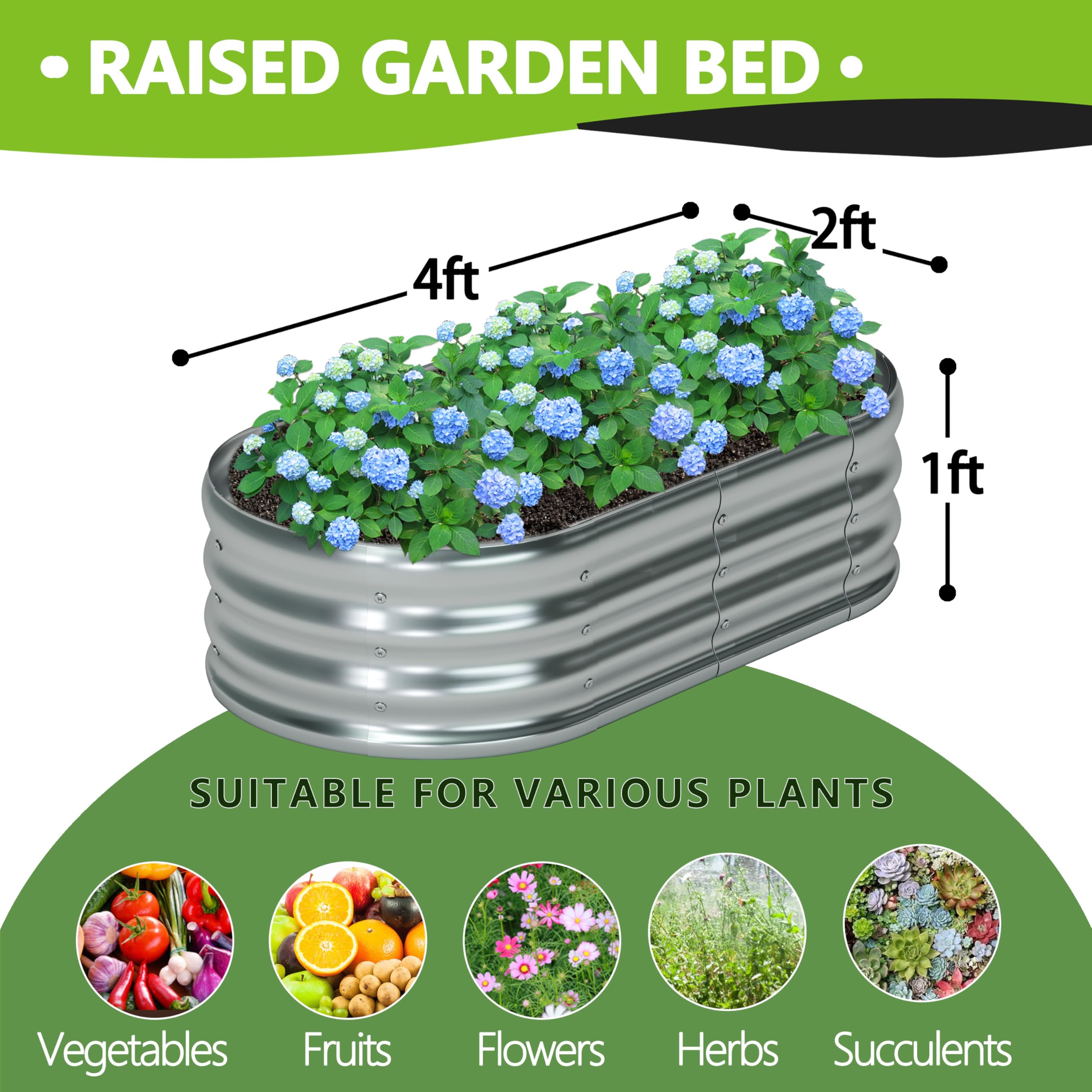 Foxlang galvanized metal close-up, rugged finish resisting rust for year-round planting.