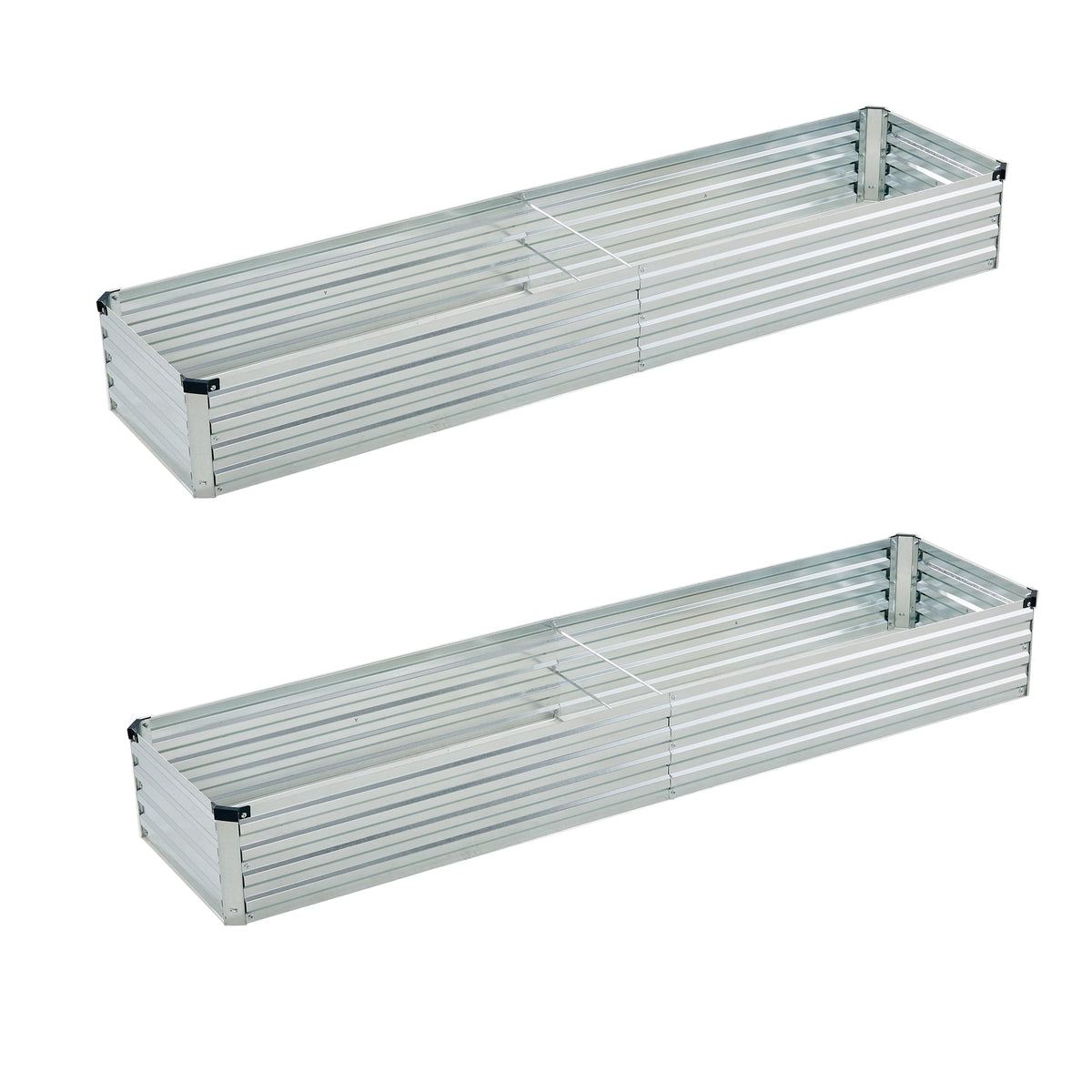 Foxlang galvanized raised garden bed front view showing sturdy frame and space for vegetables.