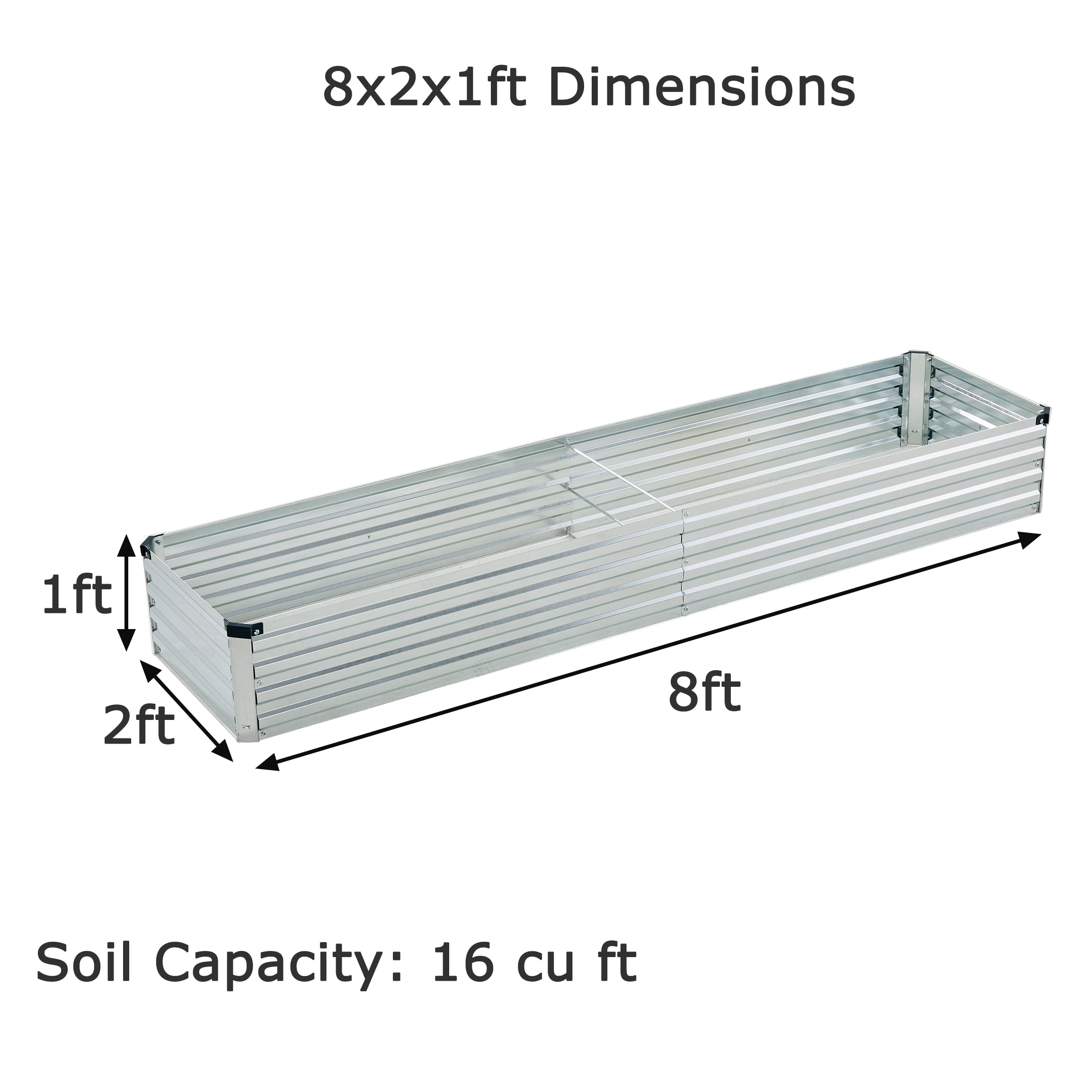 Foxlang galvanized raised garden bed side view highlighting 12-inch depth for deep-rooted plants.