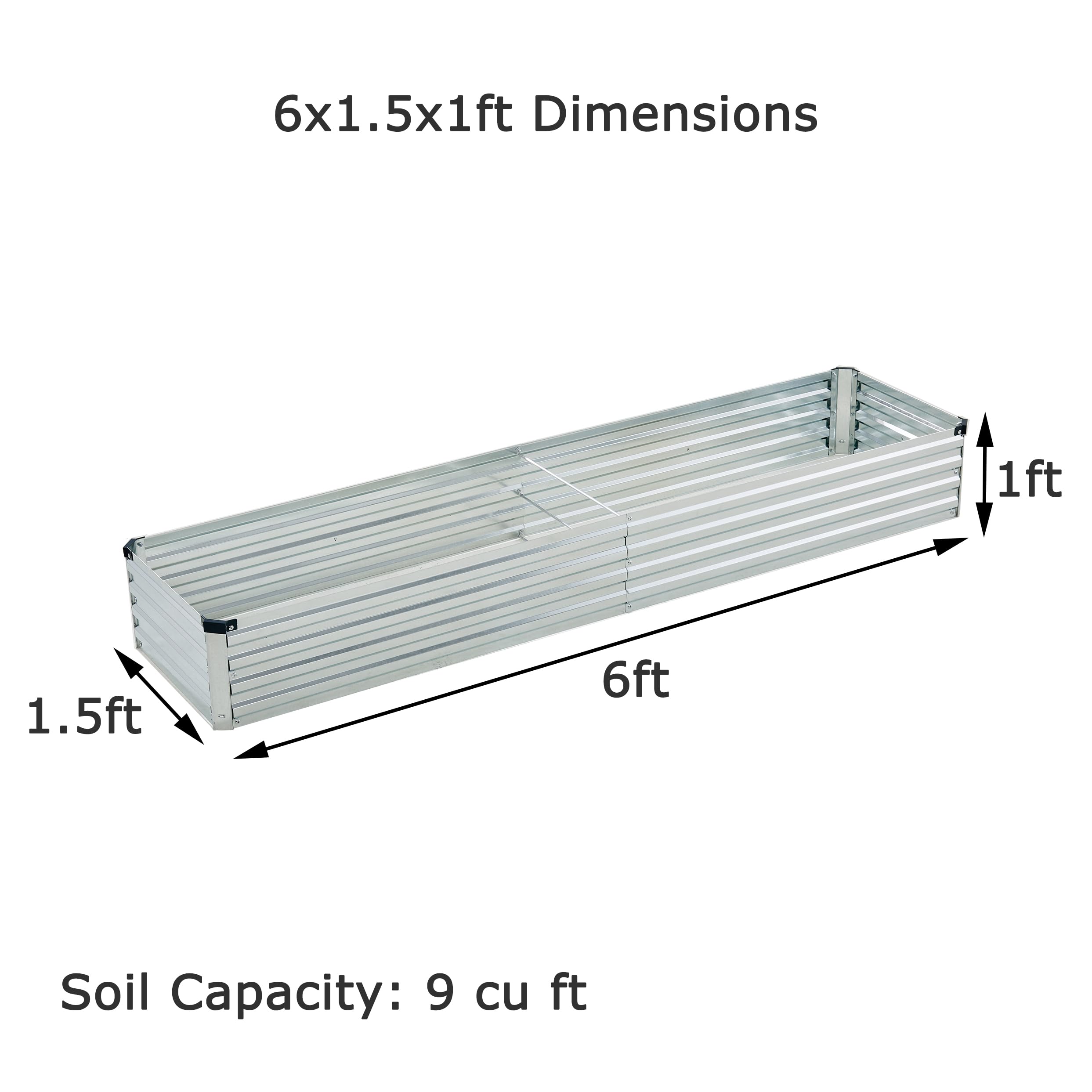 Foxlang raised bed – top-down view showing galvanized panels and 12-inch depth.