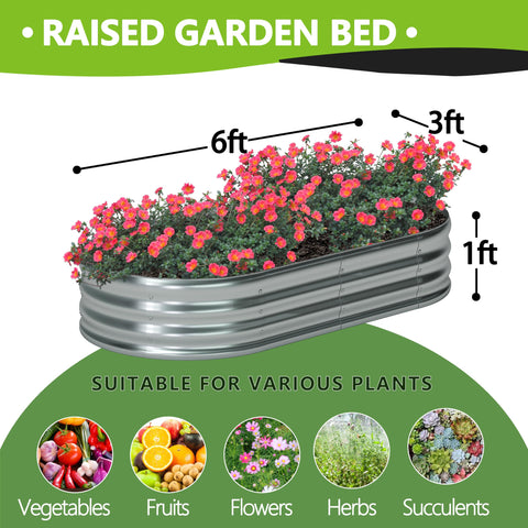 Foxlang oval raised bed side view showing sturdy steel construction for gardens.