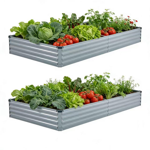 Foxlang raised garden bed assembled outdoors showing sturdy galvanized panels