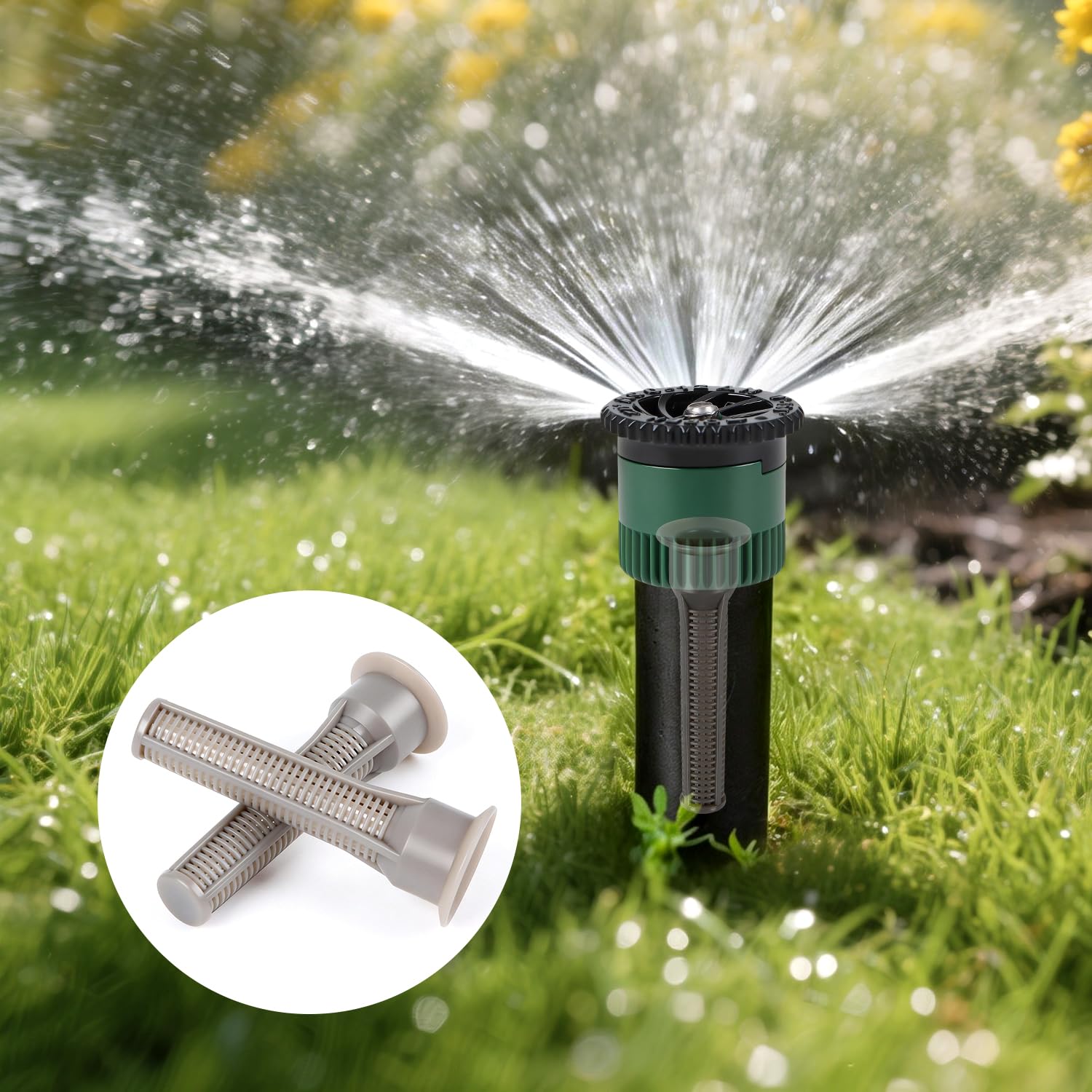 FoxRose compatible nozzle filters fit many sprinkler heads.