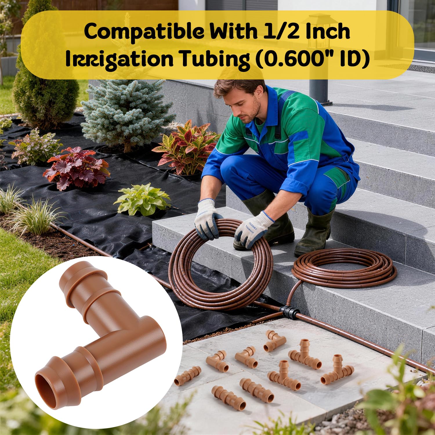 FoxRose garden irrigation elbow fits standard 1/2 inch tubing for versatile layouts.