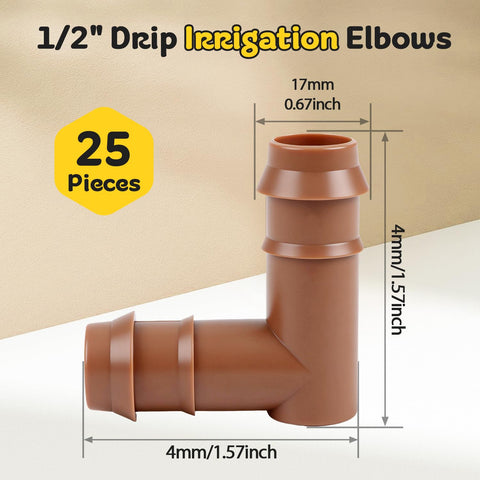 FoxRose half-inch barbed elbow connector provides secure tool-free installation.