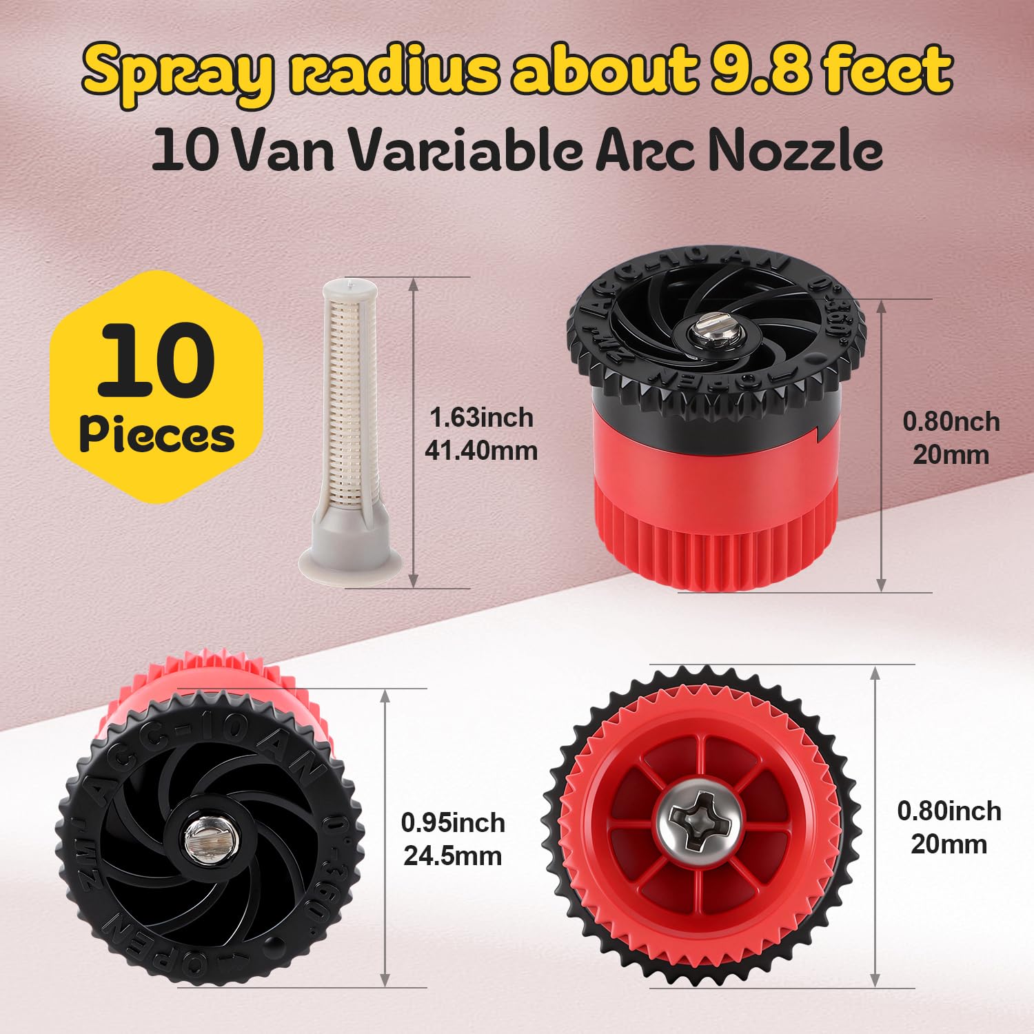 FoxRose variable arc nozzle enables precise 0–360° watering control.
