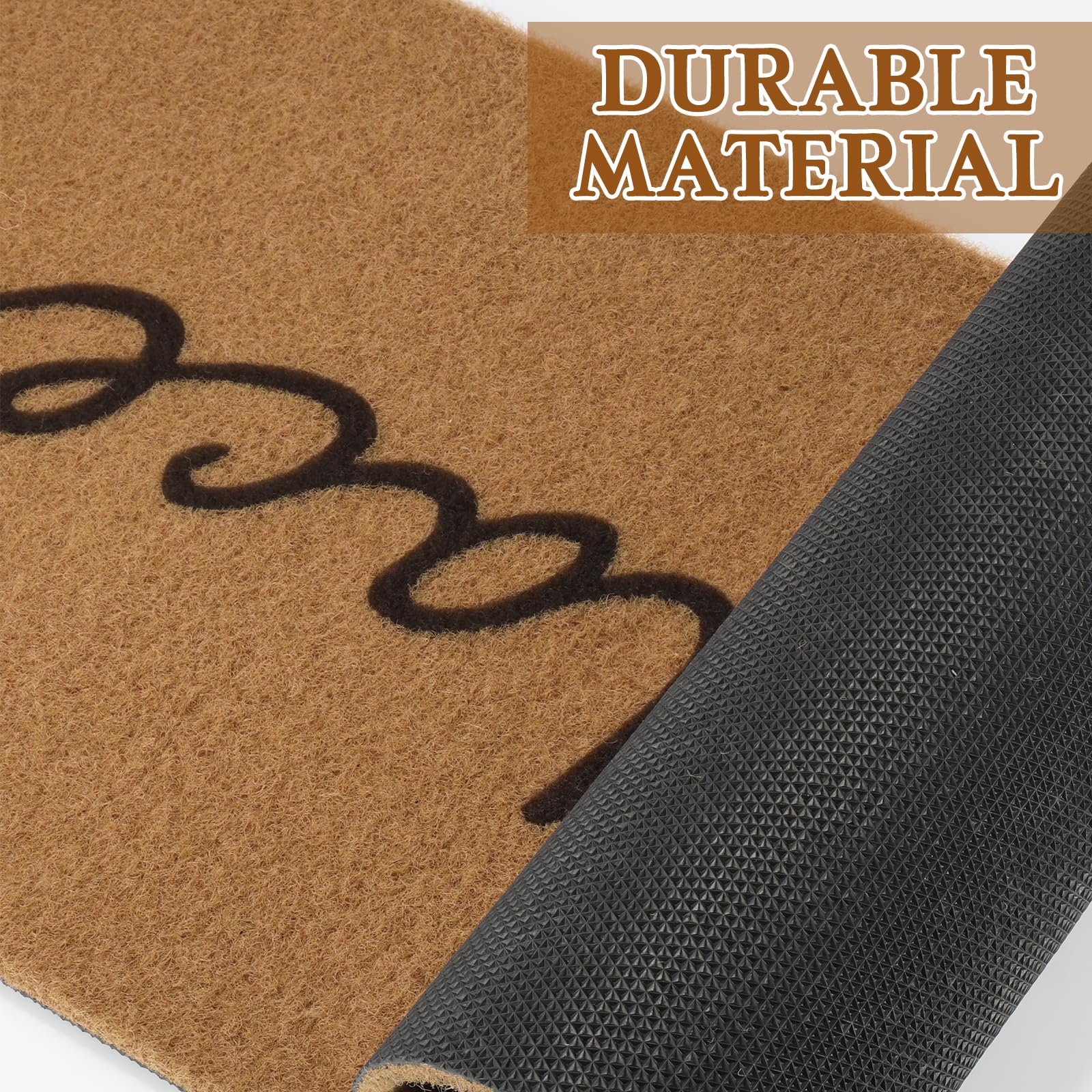 Foxtell faux coir-like fiber withstands outdoor weather for lasting use.