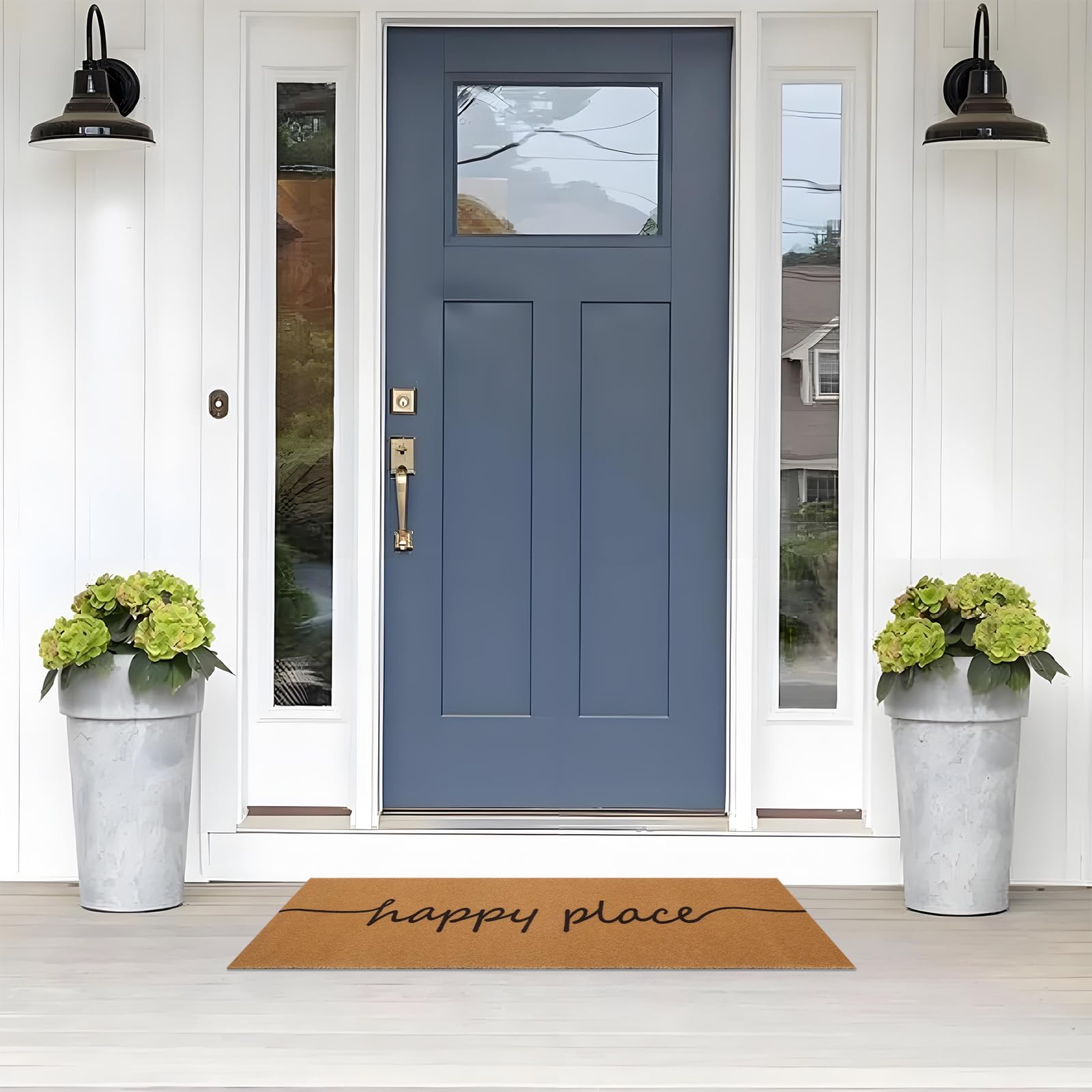 Foxtell Happy Place entry mat greets guests and helps maintain a tidy entry.