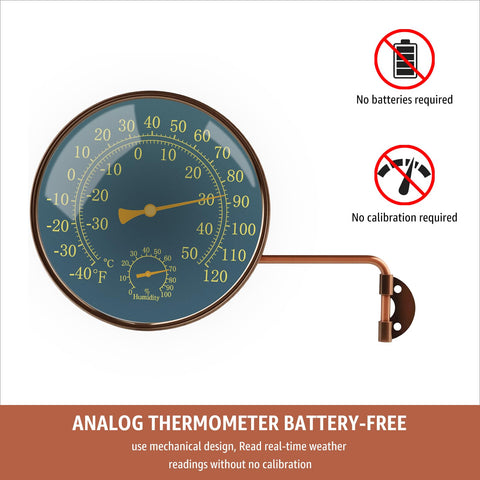 Foxyoo battery free thermometer with mechanical dial for maintenance free readings