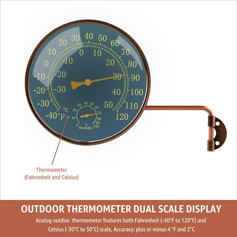 Foxyoo brass analog dial thermometer for accurate real time temperature humidity