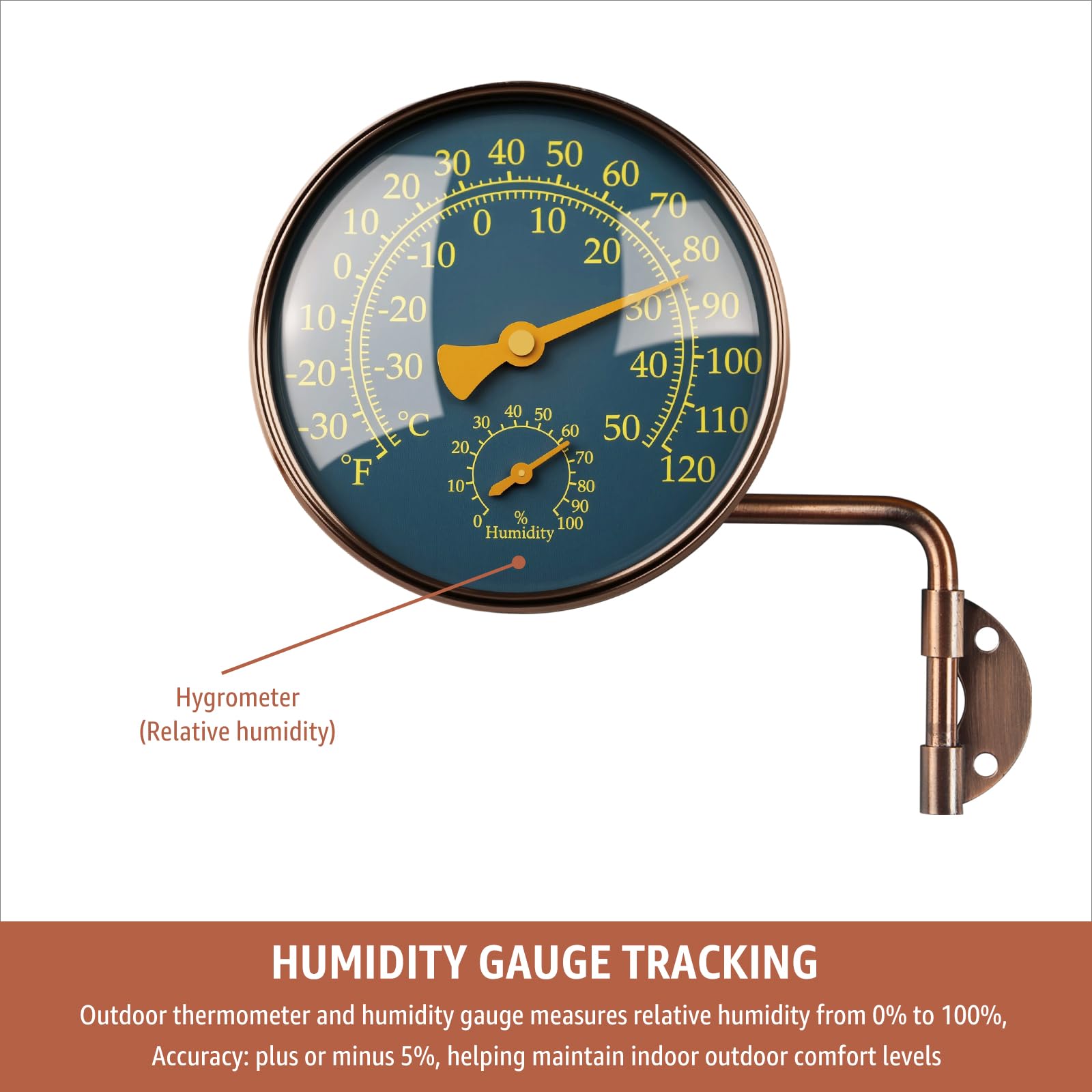 Foxyoo brass stand supports the gauge on walls or shelves