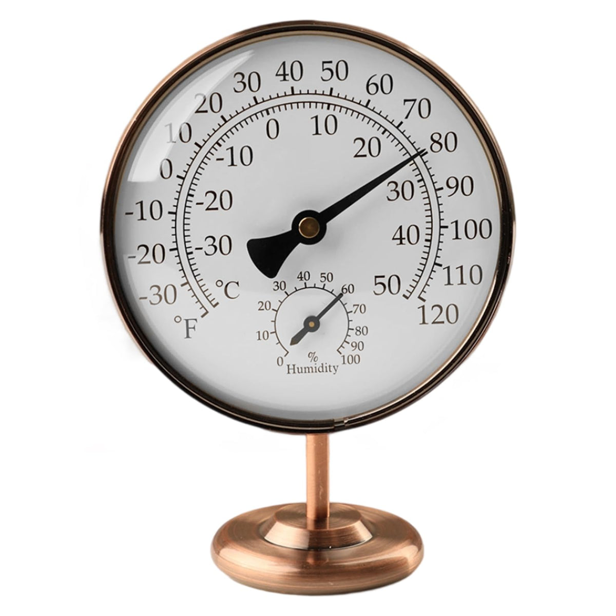 Foxyoo indoor thermometer with brass dial for precise room temperature readings