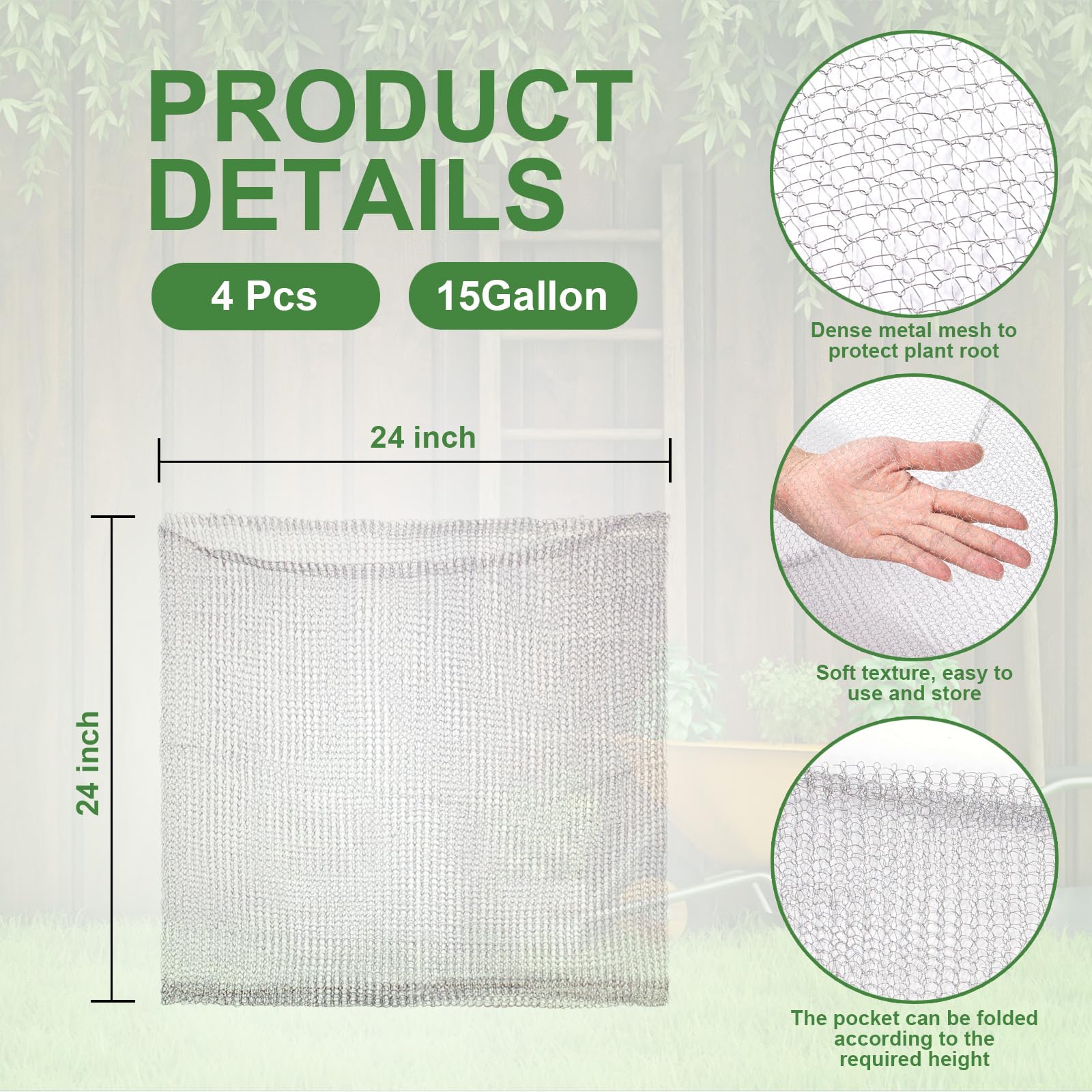 Foyego stainless steel wire mesh basket provides durable root protection for long-term use.