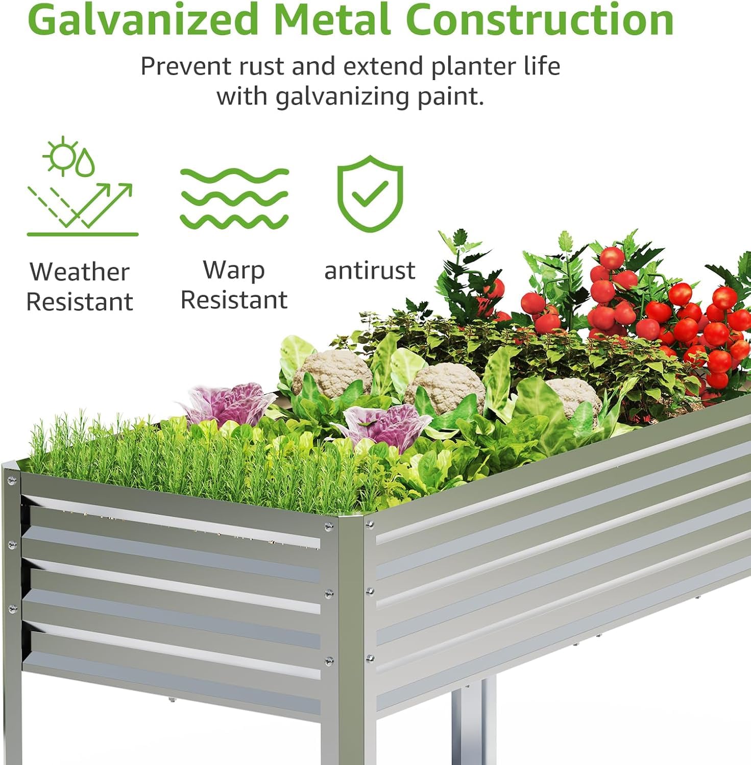 FOYUEE 8 cu ft soil capacity bed enabling bigger veggie or herb plots