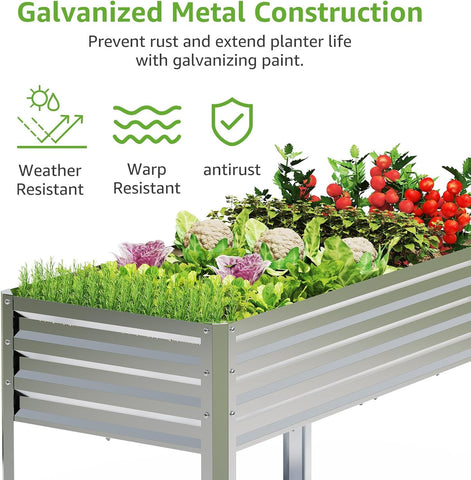 FOYUEE 8 cu ft soil capacity bed enabling bigger veggie or herb plots