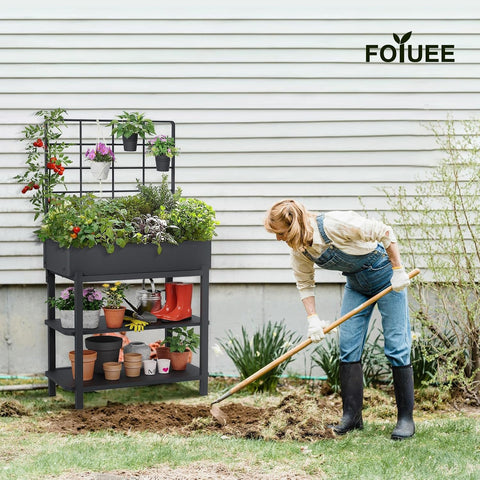 FOYUEE elevated planter box at 36 inches for easy reach and reduced bending.