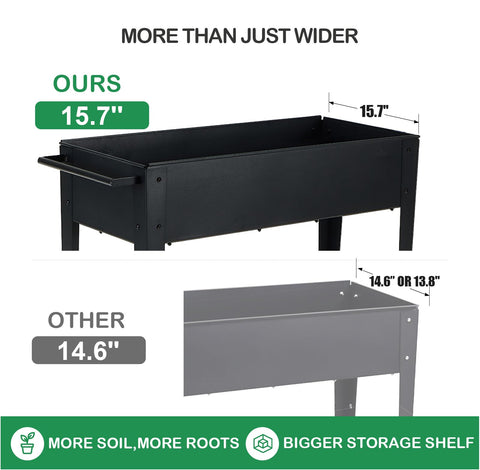 FOYUEE ergonomic 31.5-inch height reduces bending during garden tasks.
