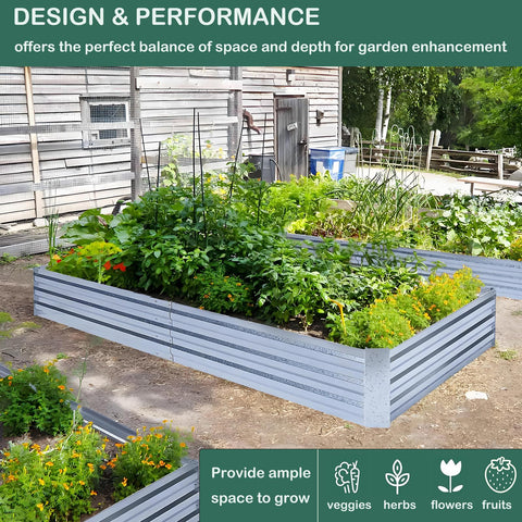 FOYUEE galvanized raised bed outdoors in sunlight highlighting durability