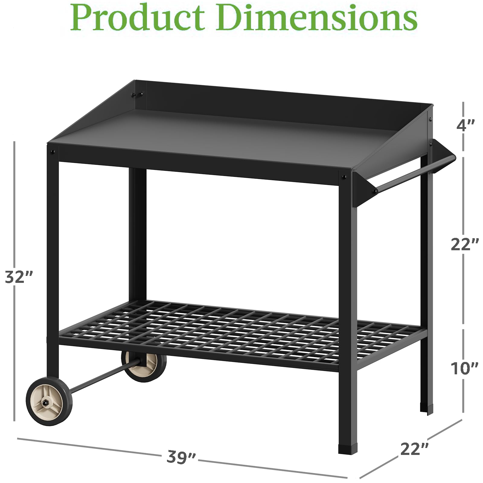 FOYUEE metal potting bench with shelf, ample storage for tools and bags.