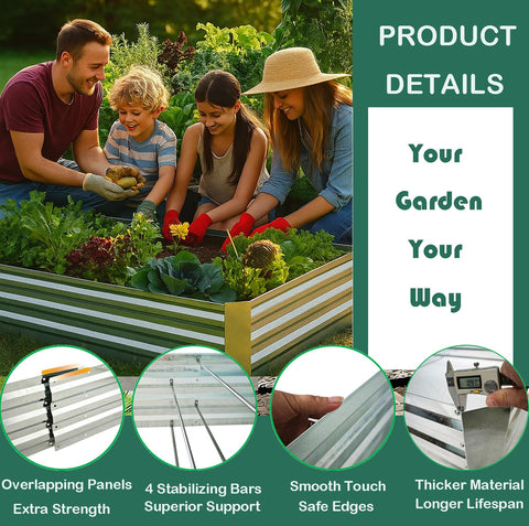 FOYUEE raised bed with strong crossbars and stable frame