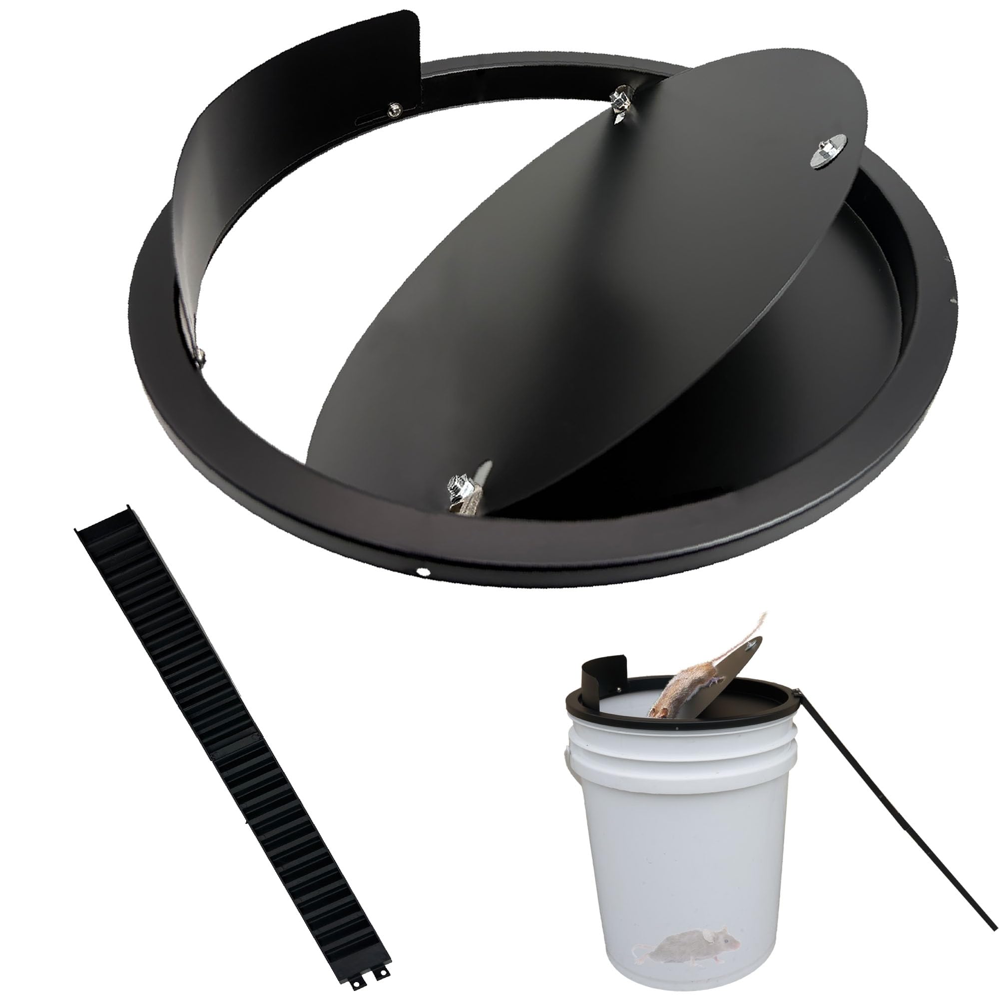FPXVG bucket lid mouse trap close-up shows solid steel build for safety