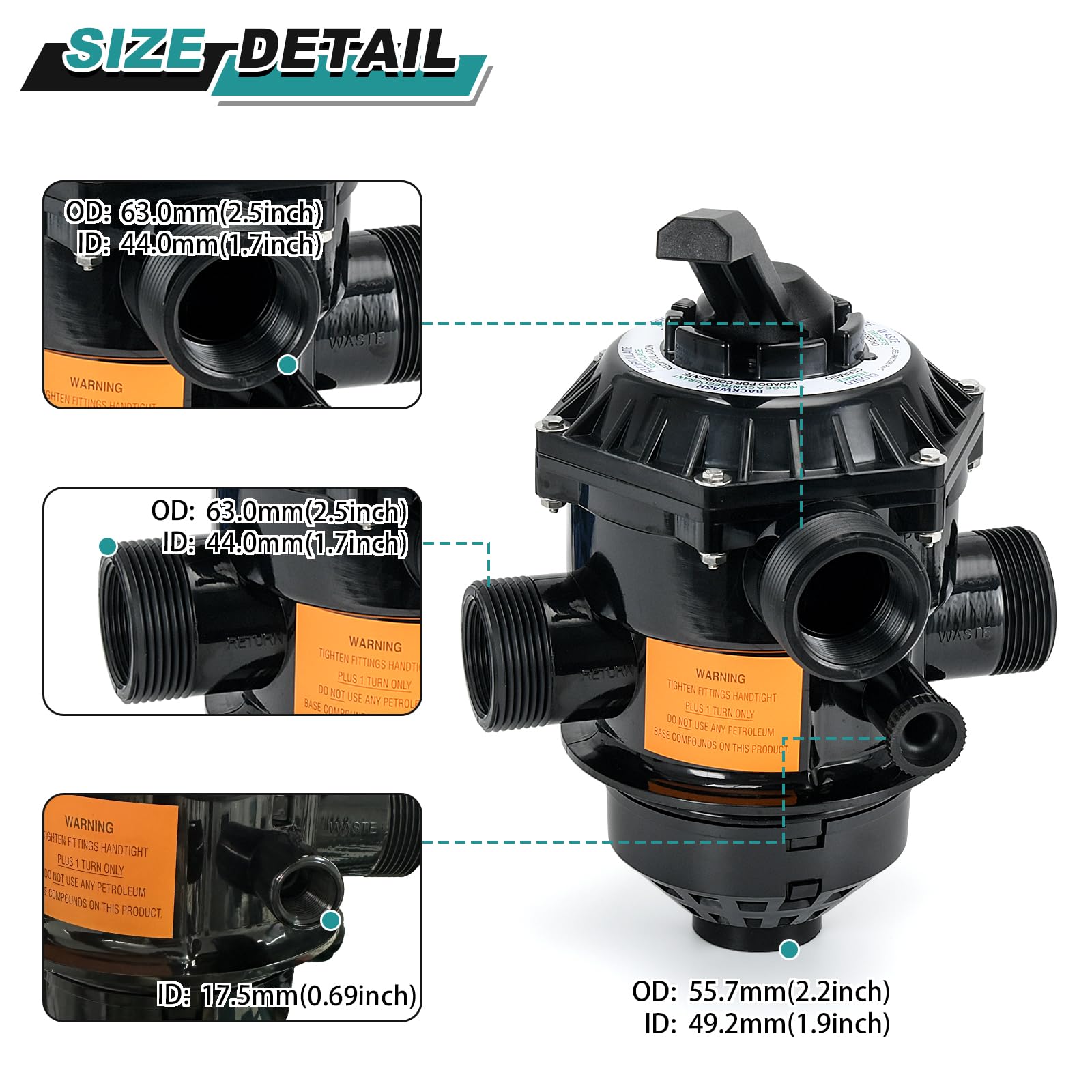 FQRANBO 262506 valve side view highlights multiport layout for pool sand filters