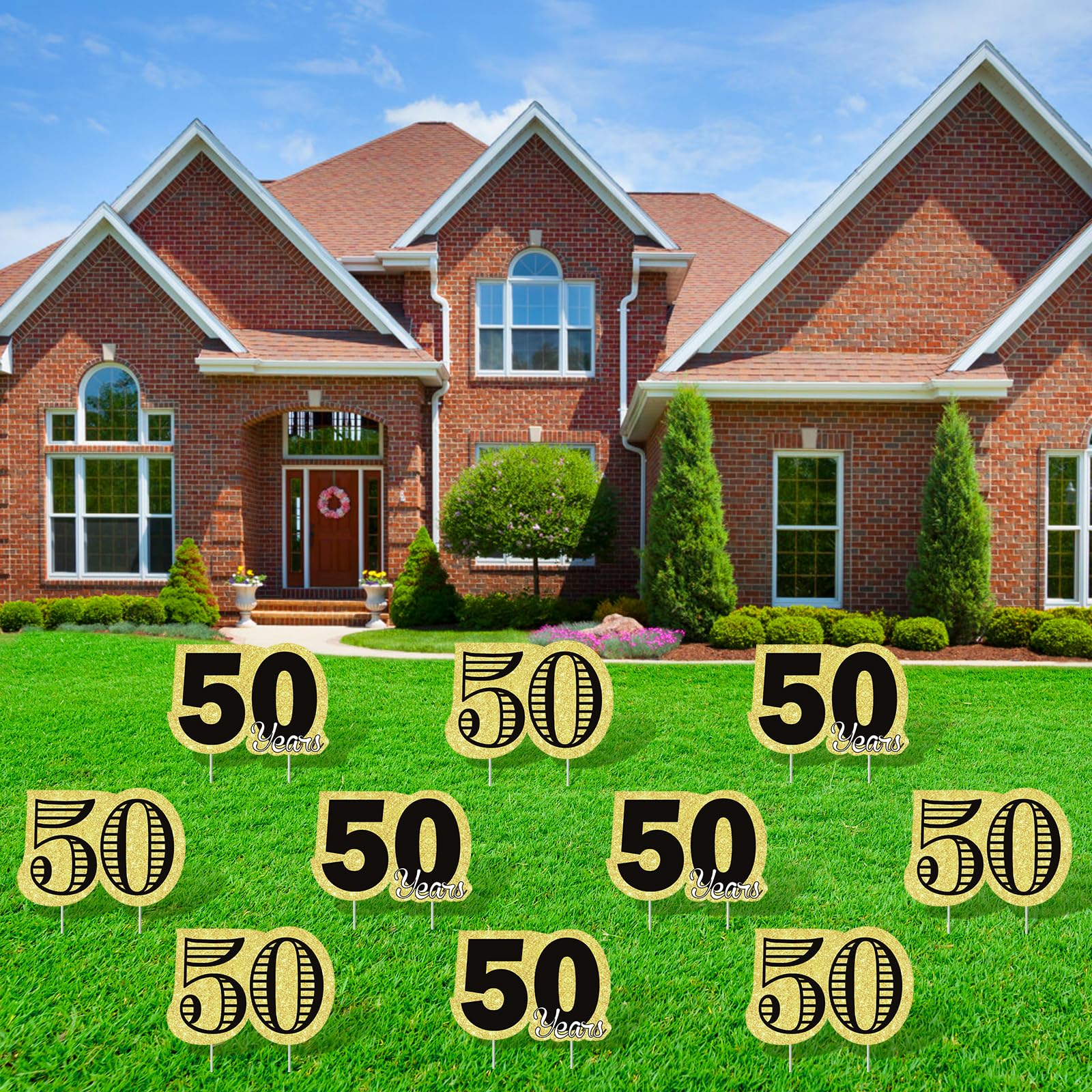 Frakron Black Gold 50th yard sign for front-yard celebration and curb appeal.