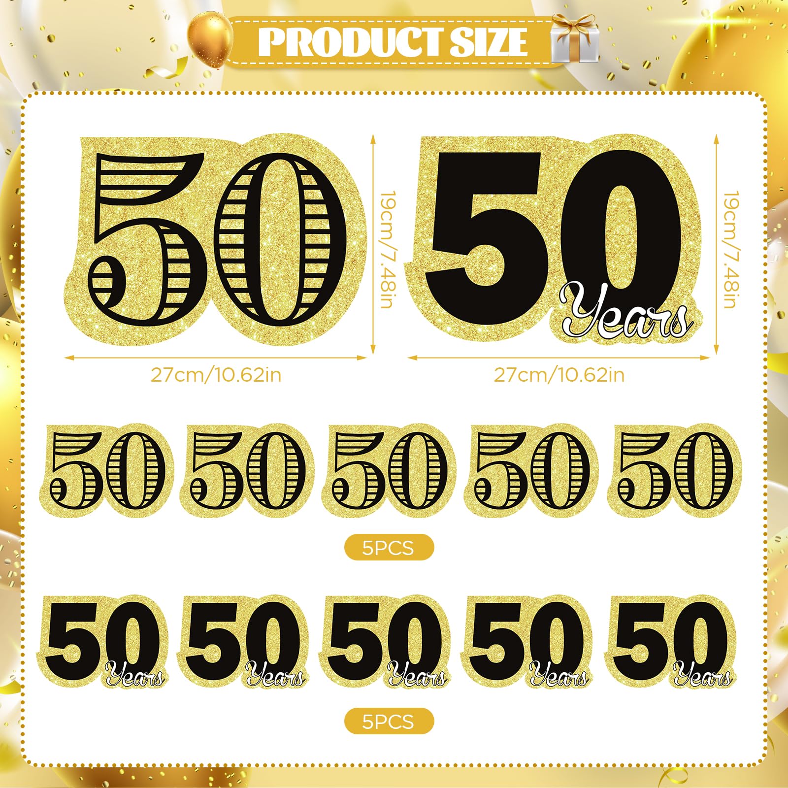 Frakron Black Gold 50th yard sign with stakes enables quick outdoor setup.