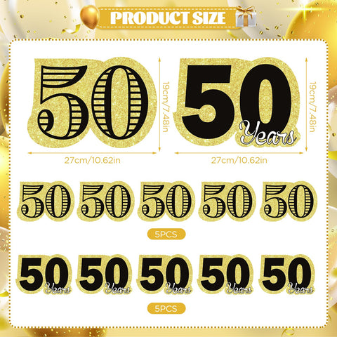 Frakron Black Gold 50th yard sign with stakes enables quick outdoor setup.