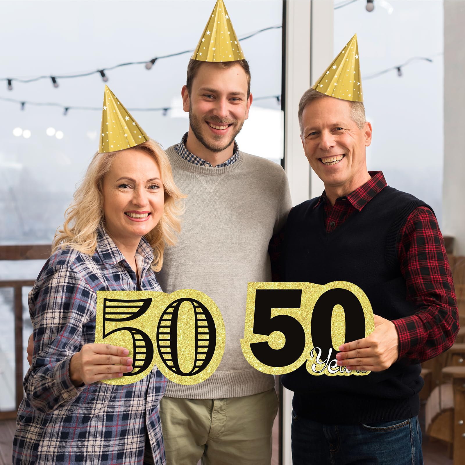 Frakron 50th birthday signs brighten entrances, patios, and lawns.