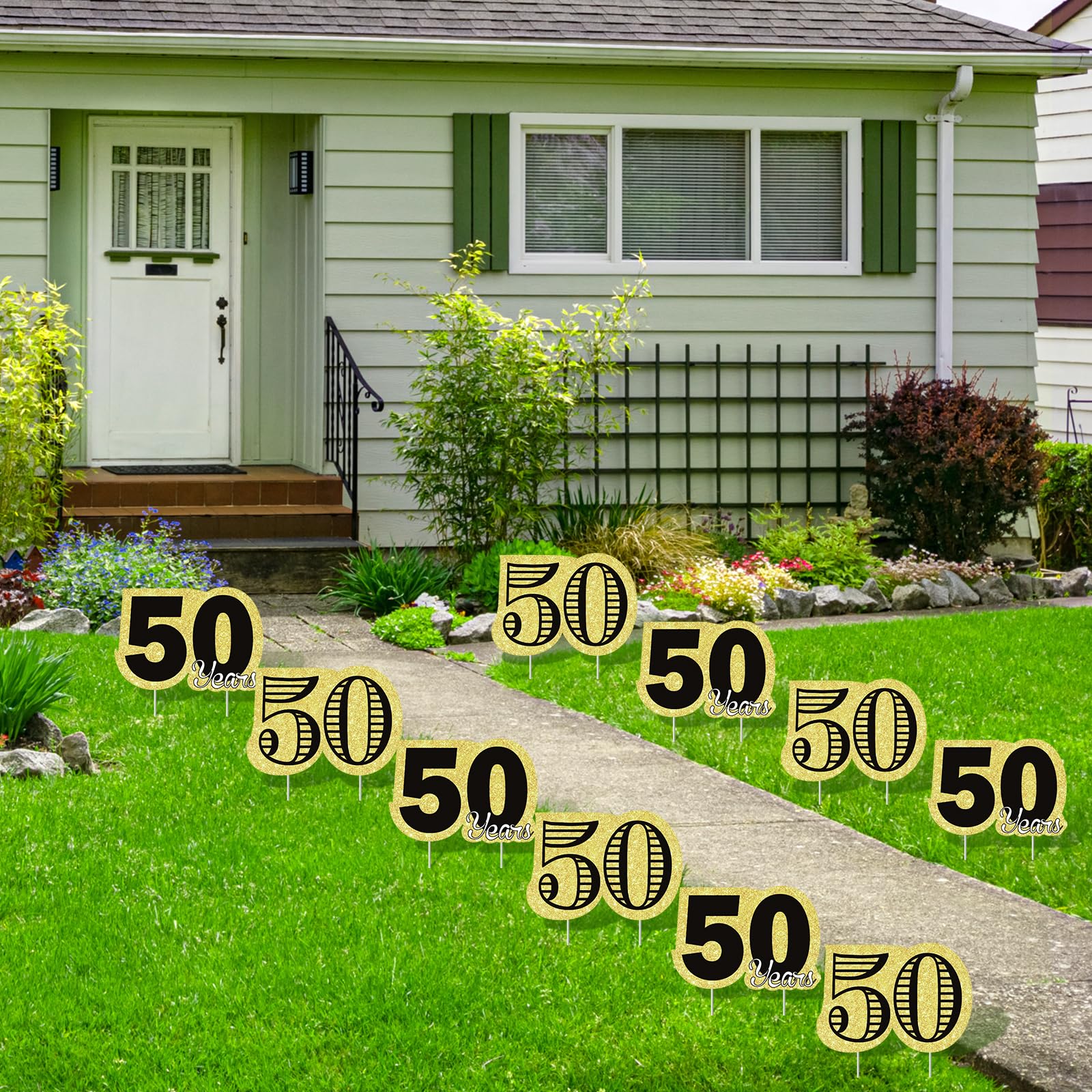 Frakron outdoor 50th birthday sign pack for lawn and patio decoration.