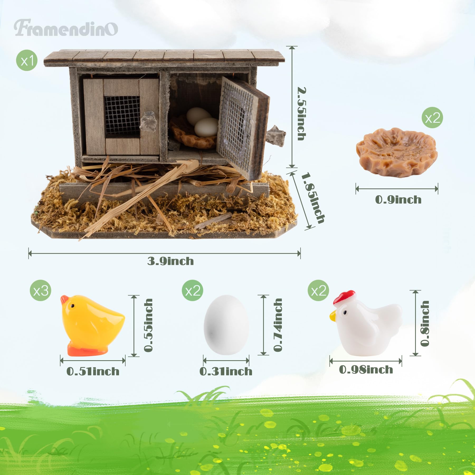Framendino wooden chicken nest adds rustic charm to fairy gardens
