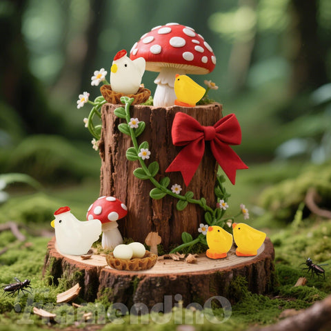 Framendino white eggs offer bright focal points in miniature scenes