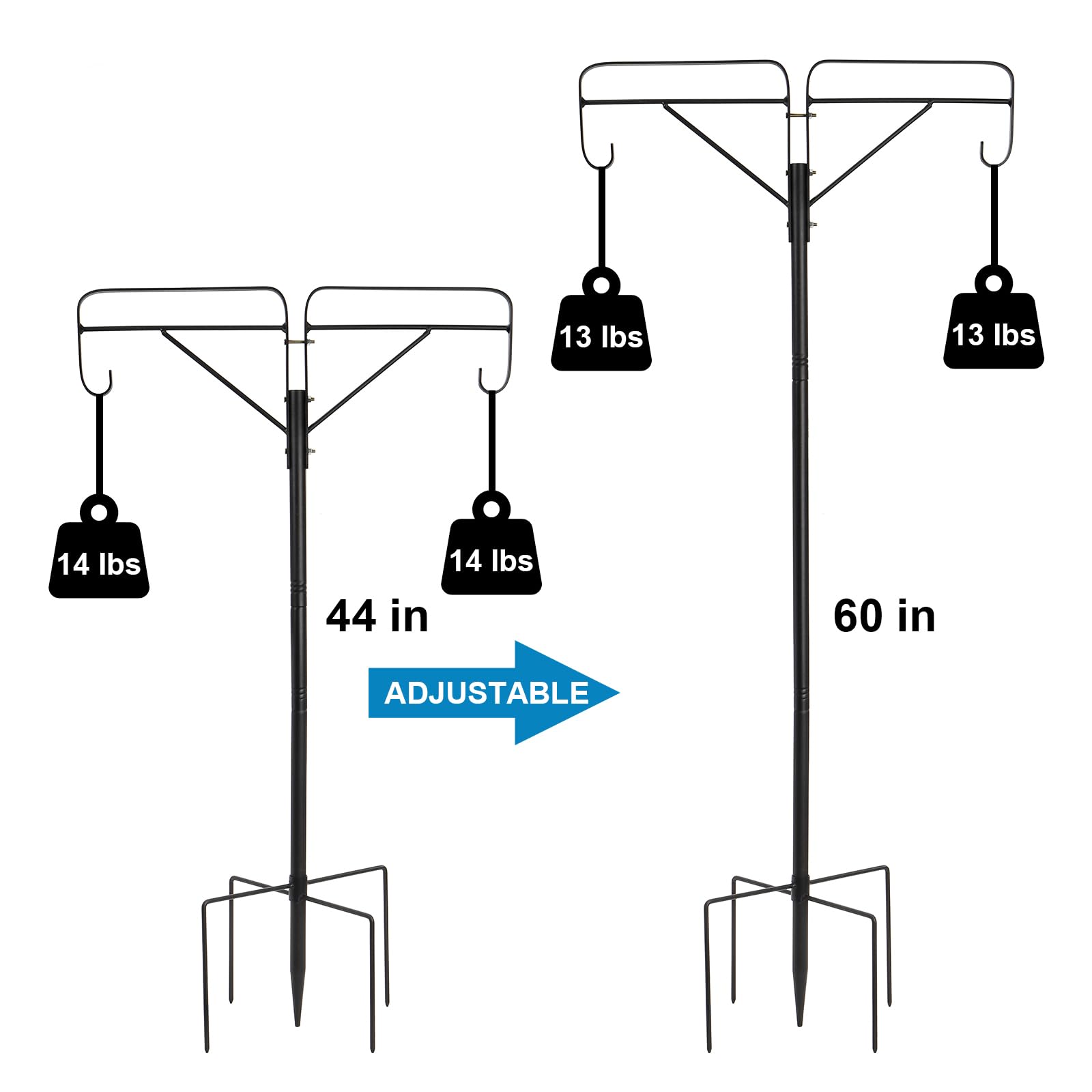 Frcctre bird feeder pole with a 5-prong base provides sturdy garden stability.