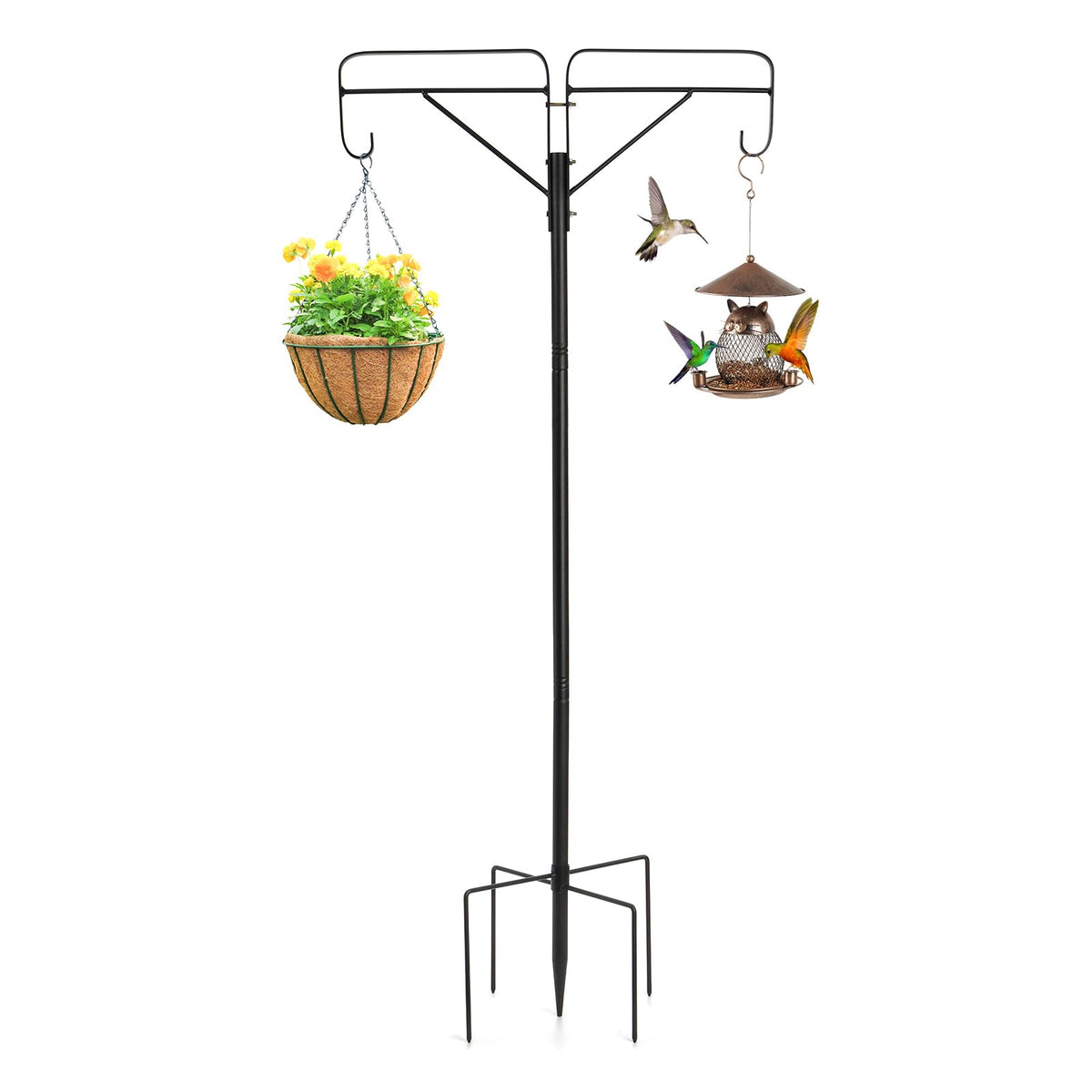 Frcctre double shepherds hook stands tall for outdoor use and bird feeders.