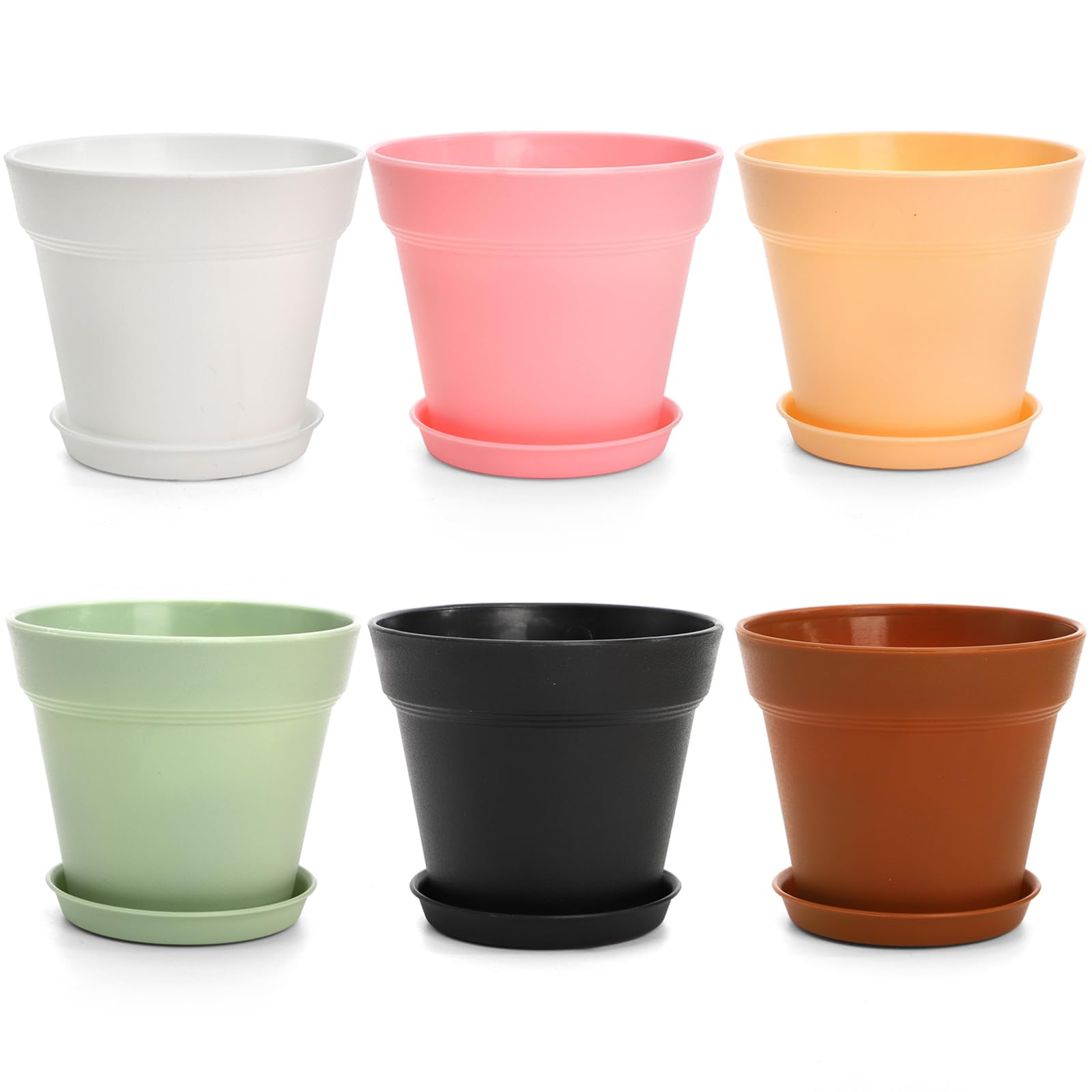 Frcctre planter pots with trays in six-color palette for versatile setups