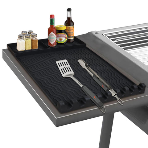 FRDEV silicone griddle mat greases drip tray captures splatters for easy cleanup