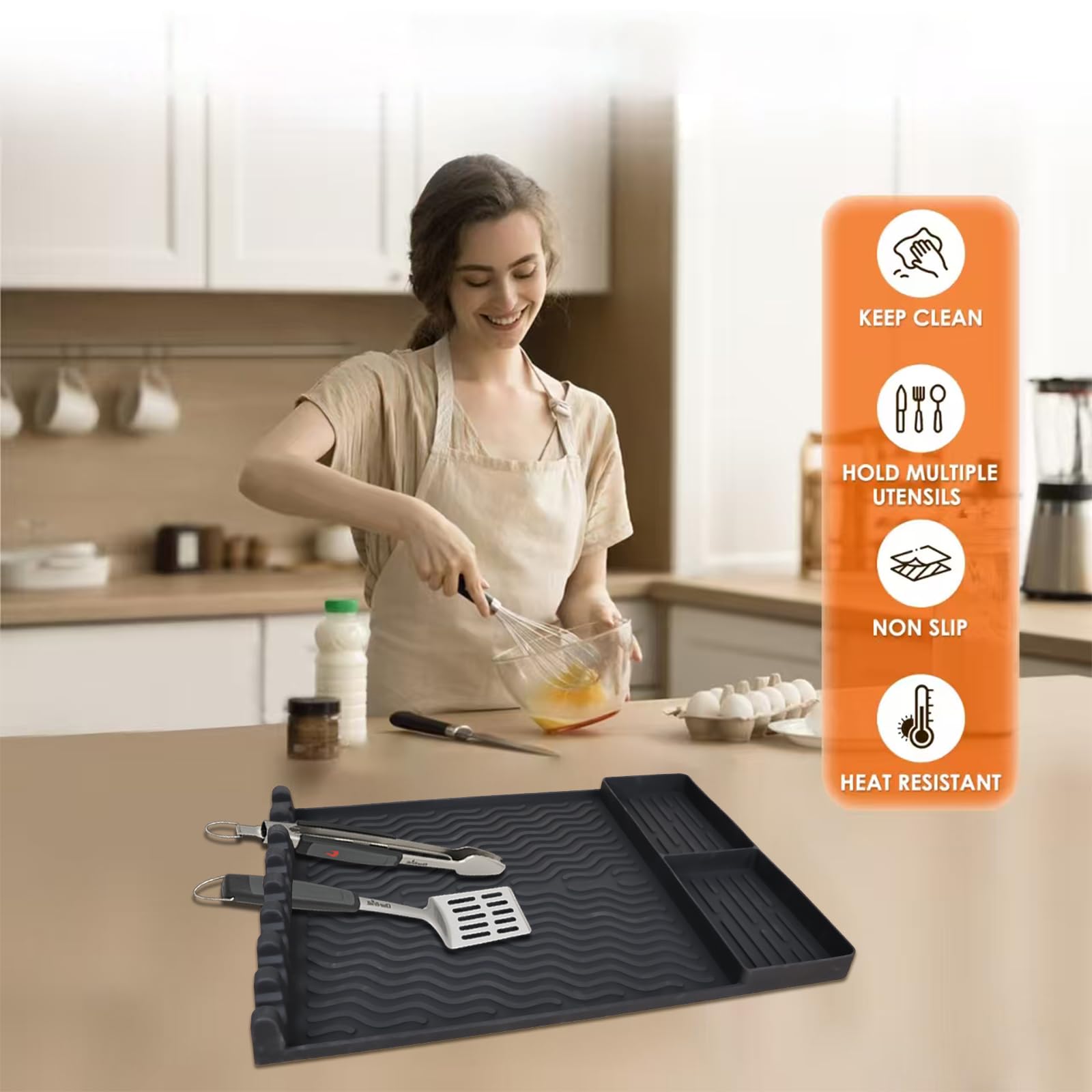 FRDEV silicone griddle mat protects countertops on outdoor patios and decks