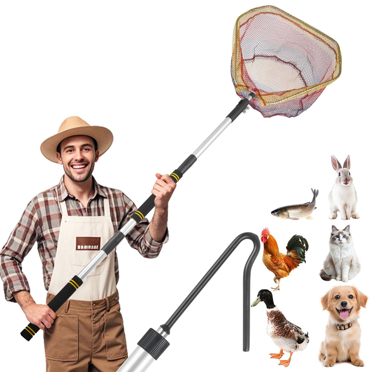 Frebuta chicken catcher pole extended for long reach and safe catching.