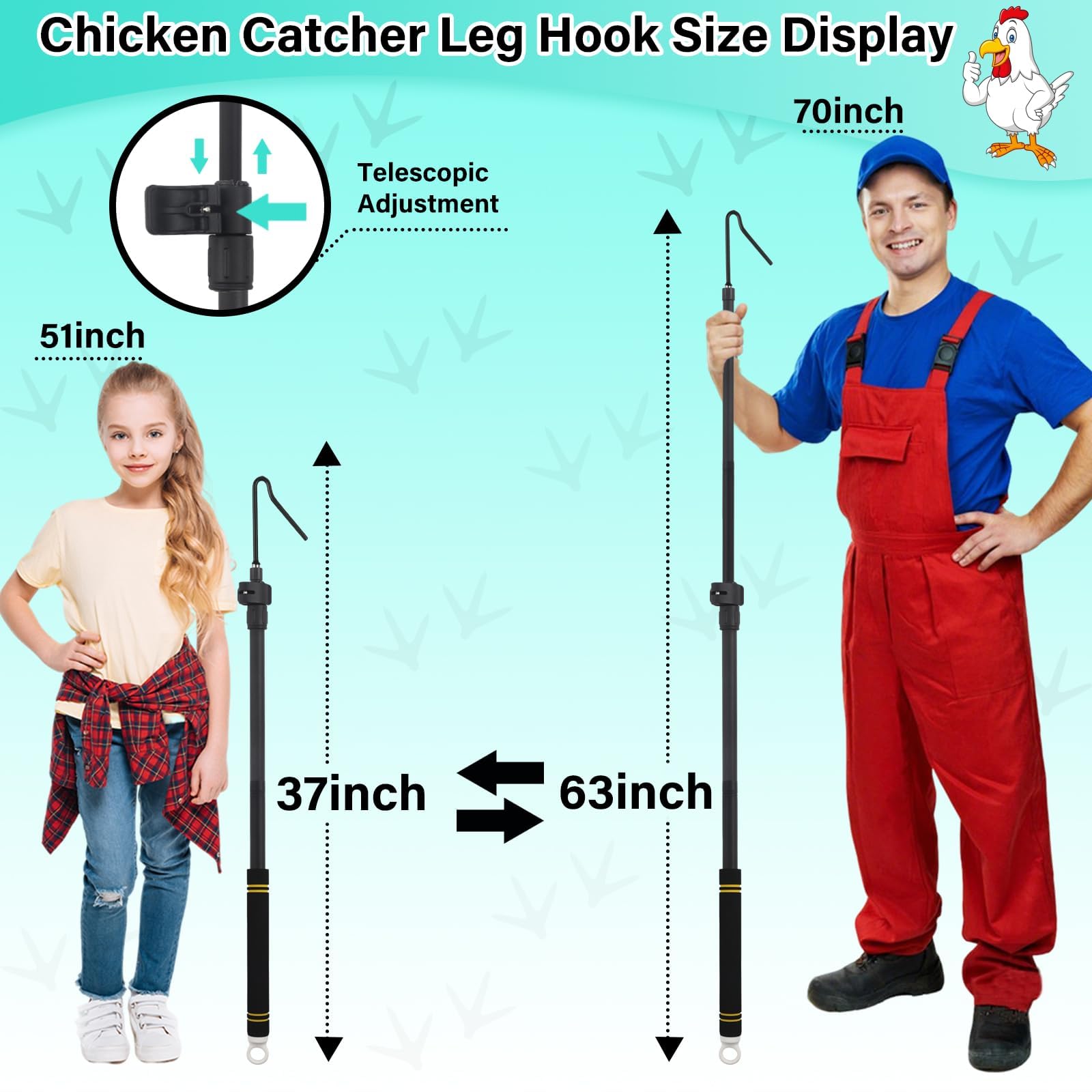 Frebuta poultry catcher leg hook demonstrates multi-animal reach.