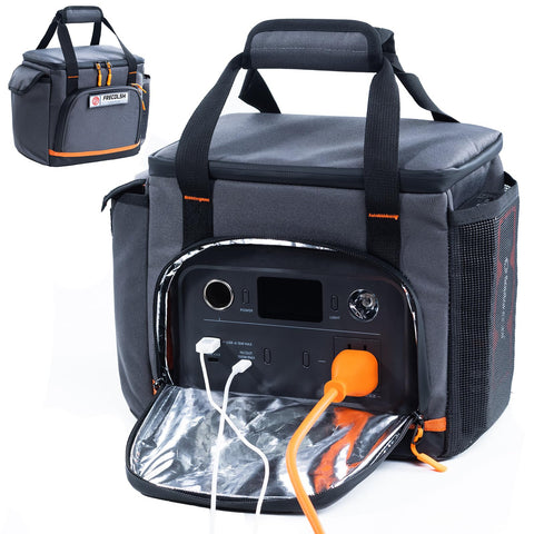 FRECOLSH travel case for Jackery Explorer 300/240/160, front pocket keeps essentials organized on the go.