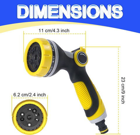 Freebala hose nozzle showing 10 spray patterns for versatile tasks