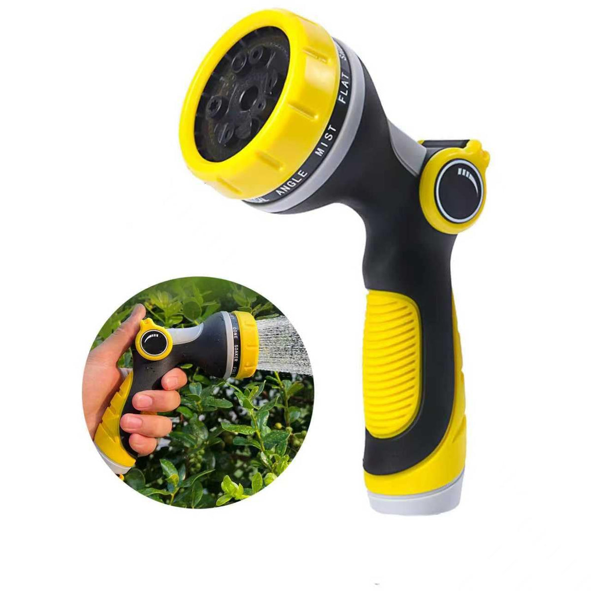 Freebala hose nozzle thumb-control for easy watering and reduced strain