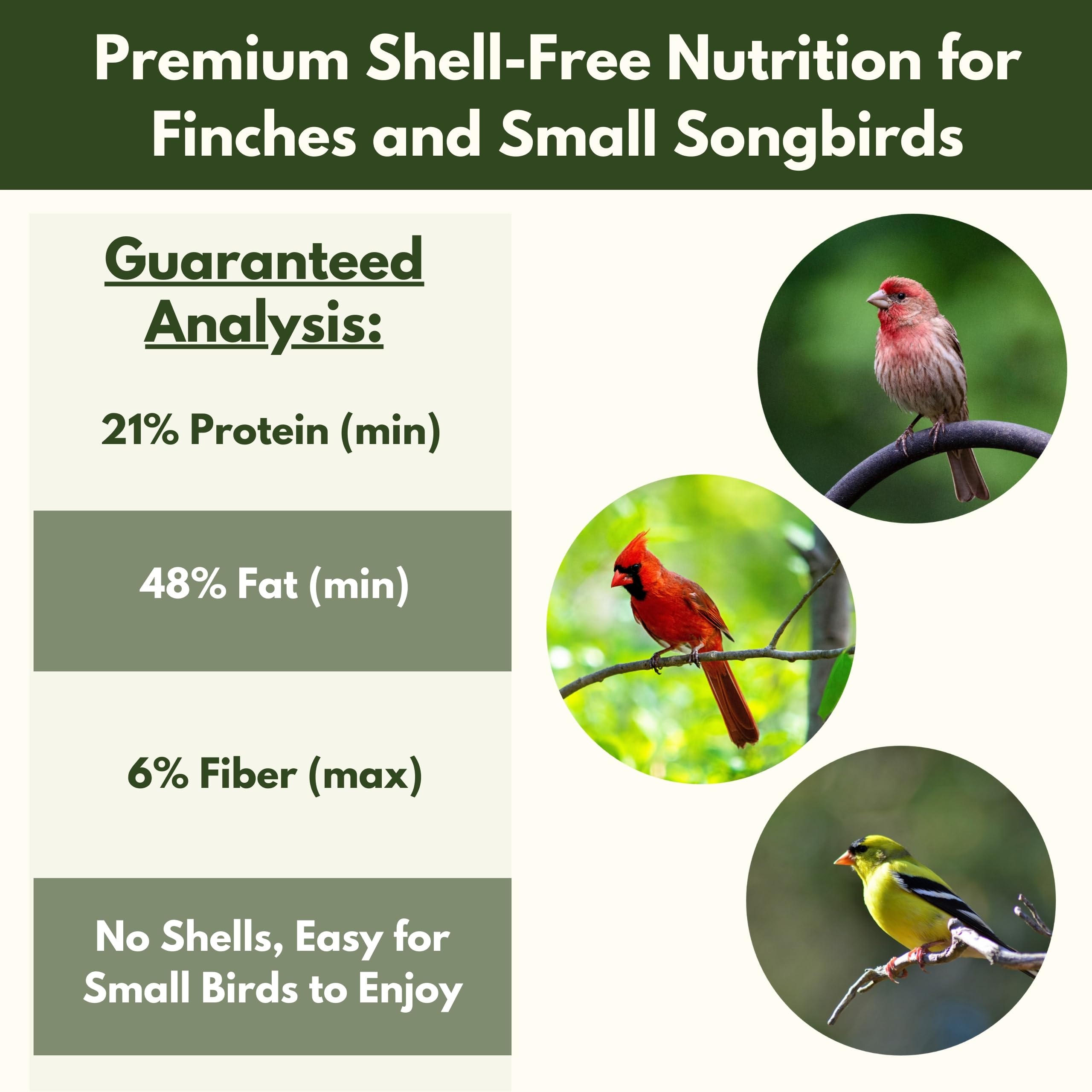 FREEBIRD patio-friendly feeding with shells removed for cleaner yards
