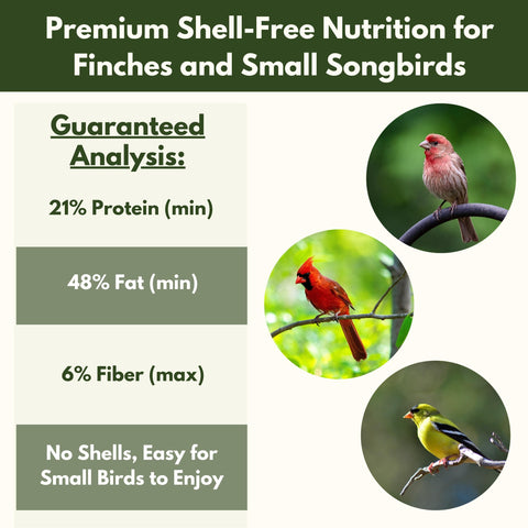 FREEBIRD patio-friendly feeding with shells removed for cleaner yards