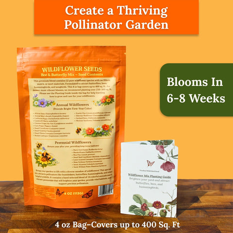 Bees on FREEBIRD Wild Bird Seed blossoms show pollinator-friendly blooms.