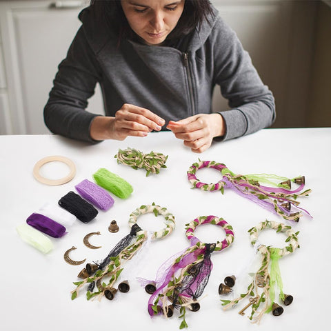 FREEBLOSS lace and chiffon tape enhance DIY wind chimes.