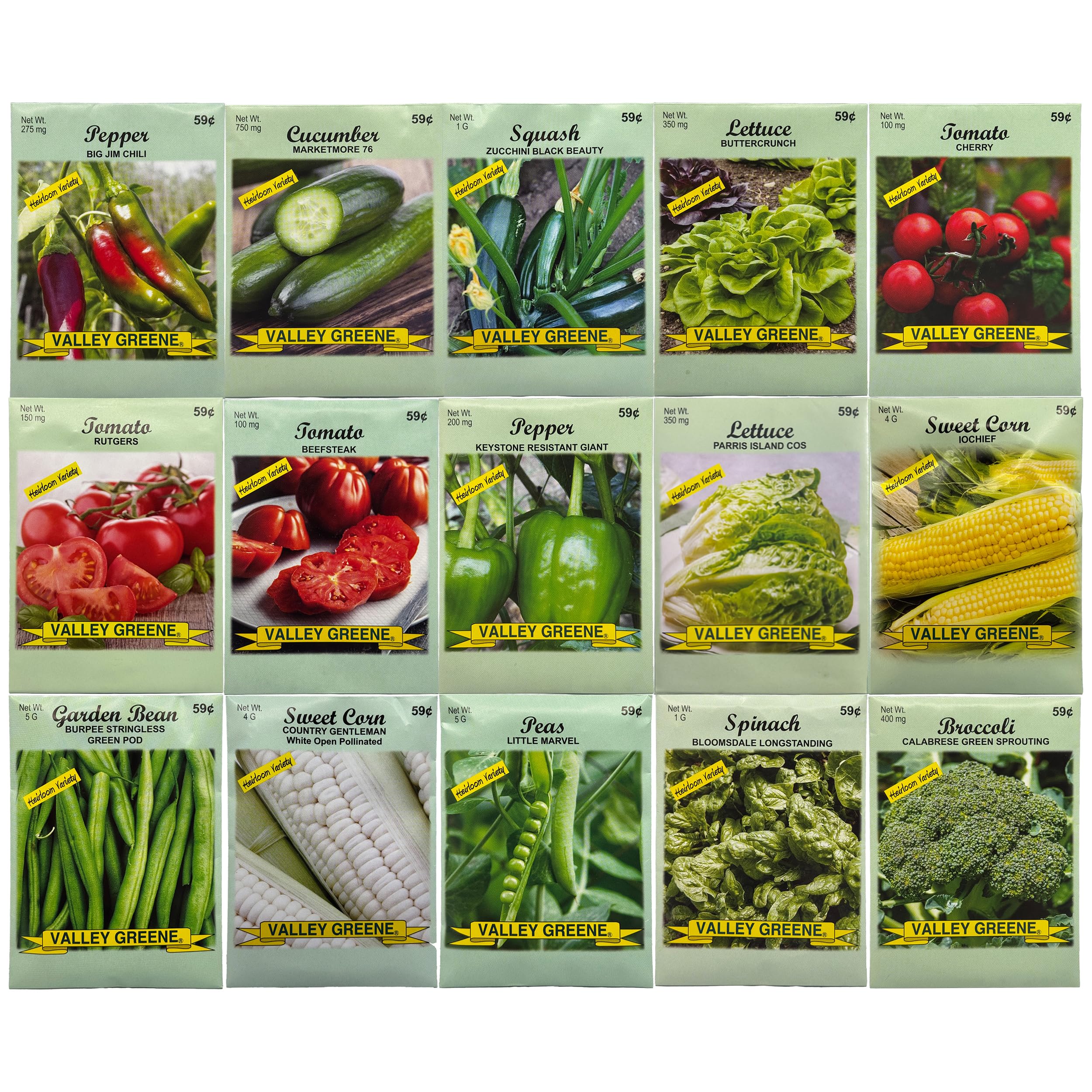 Freedom Farms 15-pack seed packaging for organized home garden planning.