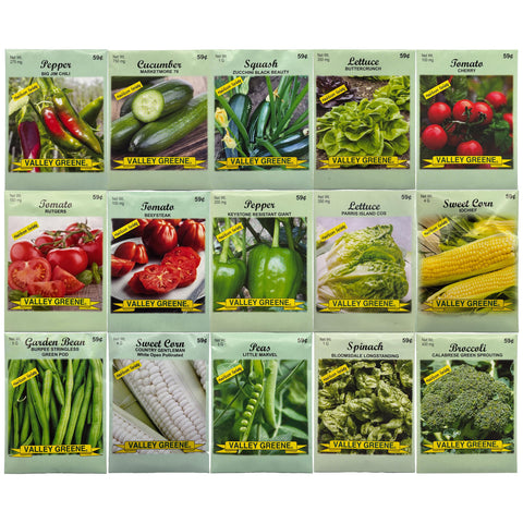 Freedom Farms 15-pack seed packaging for organized home garden planning.