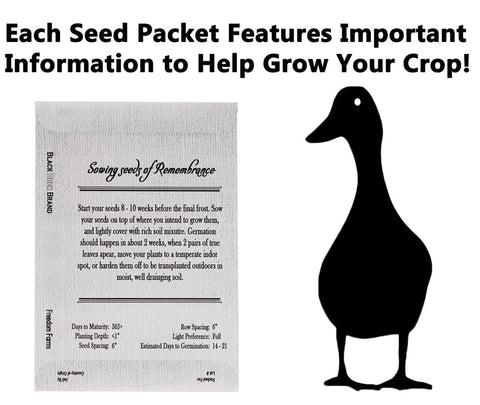 Freedom Farms individually sealed seed packets preserve freshness for sharing with loved ones